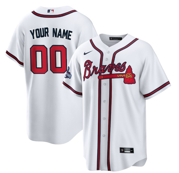 Men's Atlanta Braves Active Player Custom 2021 White World Series Champions Cool Base Stitched Jersey Men's Atlanta Braves Active Player Custom 2021 White World Series Champions Cool Base Stitched Jersey