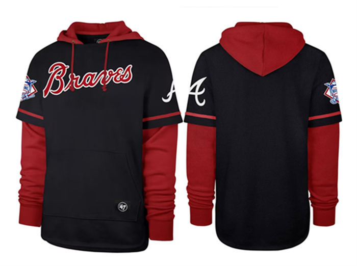 Men's Atlanta Braves Black Red Pullover Hoodie Men's Atlanta Braves Black Red Pullover Hoodie