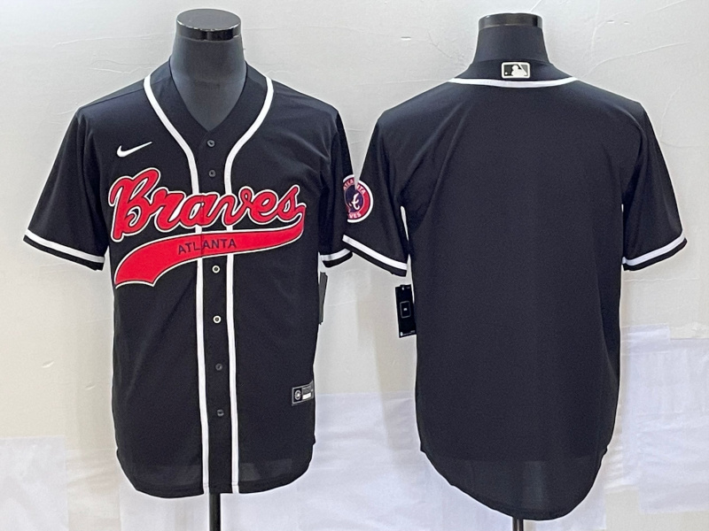Men's Atlanta Braves Blank Black Cool Base With Patch Stitched Baseball Jersey Men's Atlanta Braves Blank Black Cool Base With Patch Stitched Baseball Jersey