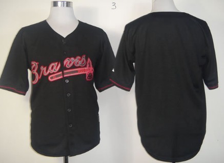 Men's Atlanta Braves Customized Black Fashion Jersey Men's Atlanta Braves Customized Black Fashion Jersey