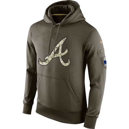 Men's Atlanta Braves Nike Olive Salute To Service KO Performance Hoodie Men's Atlanta Braves Nike Olive Salute To Service KO Performance Hoodie