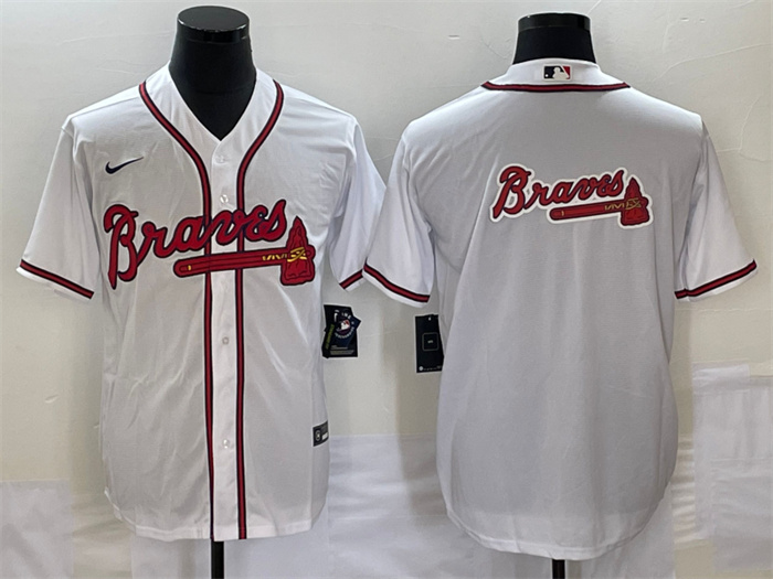 Men's Atlanta Braves White Team Big Logo Cool Base Stitched Baseball Jersey Men's Atlanta Braves White Team Big Logo Cool Base Stitched Baseball Jersey