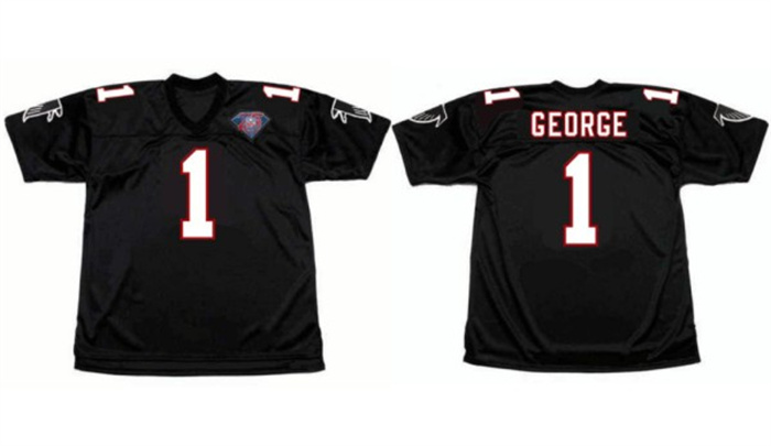 Men's Atlanta Falcons #1 Jeff George Black 1994 Home Throwback Stitched Football Jersey Men's Atlanta Falcons #1 Jeff George Black 1994 Home Throwback Stitched Football Jersey