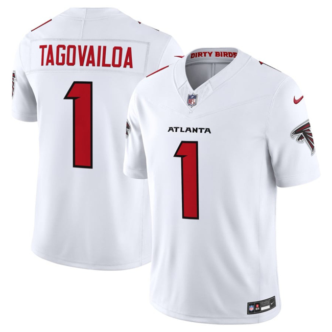 Men's Atlanta Falcons #1 Tua Tagovailoa White 2026 New F.U.S.E. Vapor Untouchable Limited Stitched Football Jersey Men's Atlanta Falcons #1 Tua Tagovailoa White 2026 New F.U.S.E. Vapor Untouchable Limited Stitched Football Jersey