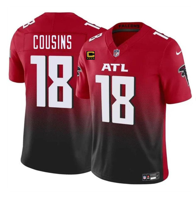 Men's Atlanta Falcons #18 Kirk Cousins Red Black 2024 F.U.S.E With 4-Star C Patch Vapor Untouchable Limited Stitched Football Jersey Men's Atlanta Falcons #18 Kirk Cousins Red Black 2024 F.U.S.E With 4-Star C Patch Vapor Untouchable Limited Stitched Football Jersey