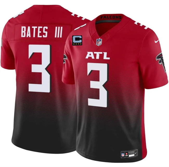 Men's Atlanta Falcons #3 Jesse Bates III Red Black 2025 F.U.S.E With 4-Star C Patch Vapor Untouchable Limited Stitched Football Jersey Men's Atlanta Falcons #3 Jesse Bates III Red Black 2025 F.U.S.E With 4-Star C Patch Vapor Untouchable Limited Stitched Football Jersey
