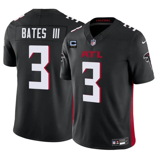Men's Atlanta Falcons #3 Jessie Bates III Black 2024 F.U.S.E With 3-Star C Patch Vapor Untouchable Limited Stitched Football Jersey Men's Atlanta Falcons #3 Jessie Bates III Black 2024 F.U.S.E With 3-Star C Patch Vapor Untouchable Limited Stitched Football Jersey