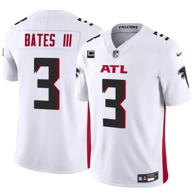 Men's Atlanta Falcons #3 Jessie Bates III White 2024 F.U.S.E With 3-Star C Patch Vapor Untouchable Limited Stitched Football Jersey Men's Atlanta Falcons #3 Jessie Bates III White 2024 F.U.S.E With 3-Star C Patch Vapor Untouchable Limited Stitched Football Jersey