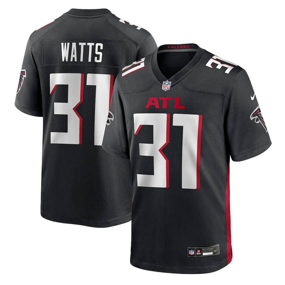 Men's Atlanta Falcons #31 Xavier Watts Black Stitched Game Jersey Men's Atlanta Falcons #31 Xavier Watts Black Stitched Game Jersey