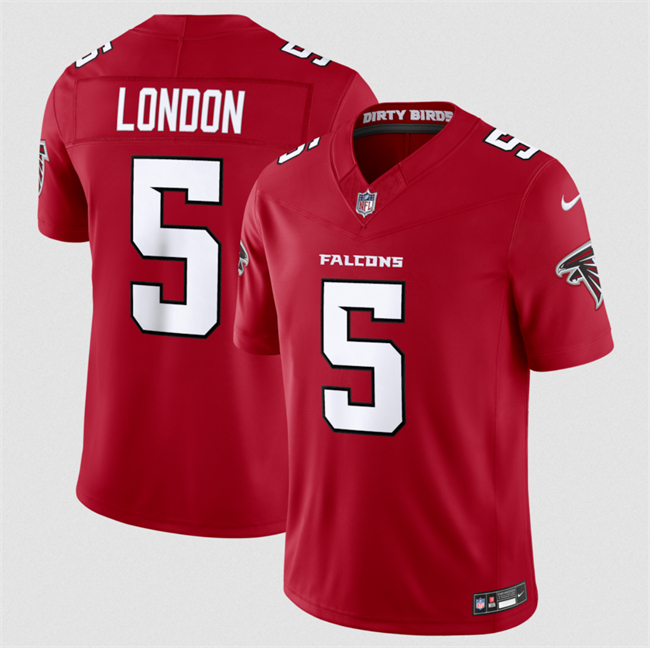 Men's Atlanta Falcons #5 Drake London Red 2026 New F.U.S.E. Vapor Untouchable Limited Stitched Football Jersey Men's Atlanta Falcons #5 Drake London Red 2026 New F.U.S.E. Vapor Untouchable Limited Stitched Football Jersey