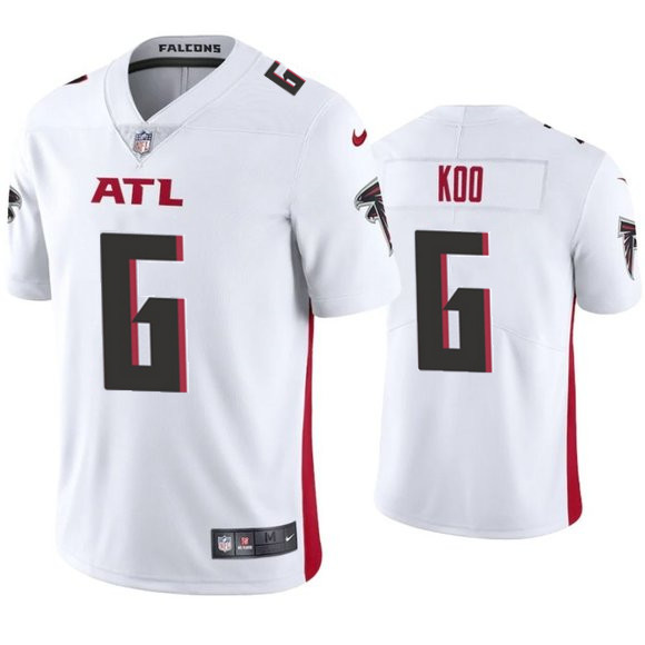 Men's Atlanta Falcons #6 Younghoe Koo New White Vapor Untouchable Limited Stitched Jersey Men's Atlanta Falcons #6 Younghoe Koo New White Vapor Untouchable Limited Stitched Jersey