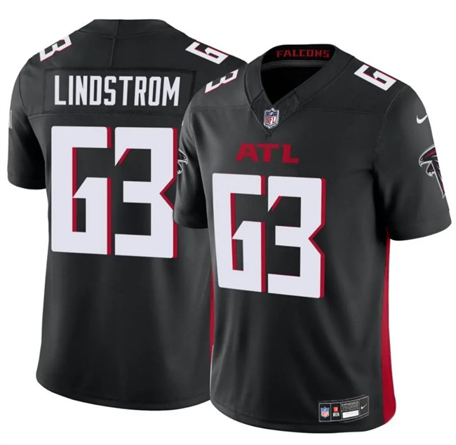Men's Atlanta Falcons #63 Chris Lindstrom Black 2025 F.U.S.E. Vapor Untouchable Limited Stitched Football Jersey Men's Atlanta Falcons #63 Chris Lindstrom Black 2025 F.U.S.E. Vapor Untouchable Limited Stitched Football Jersey