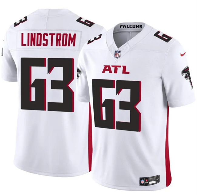 Men's Atlanta Falcons #63 Chris Lindstrom White 2025 F.U.S.E. Vapor Untouchable Limited Stitched Football Jersey Men's Atlanta Falcons #63 Chris Lindstrom White 2025 F.U.S.E. Vapor Untouchable Limited Stitched Football Jersey