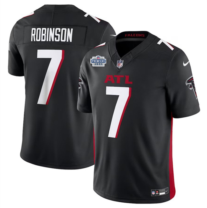 Men's Atlanta Falcons #7 Bijan Robinson Black 2023 F.U.S.E. With Prem1ere Patch Vapor Untouchable Limited Stitched Football Jersey Men's Atlanta Falcons #7 Bijan Robinson Black 2023 F.U.S.E. With Prem1ere Patch Vapor Untouchable Limited Stitched Football Jersey