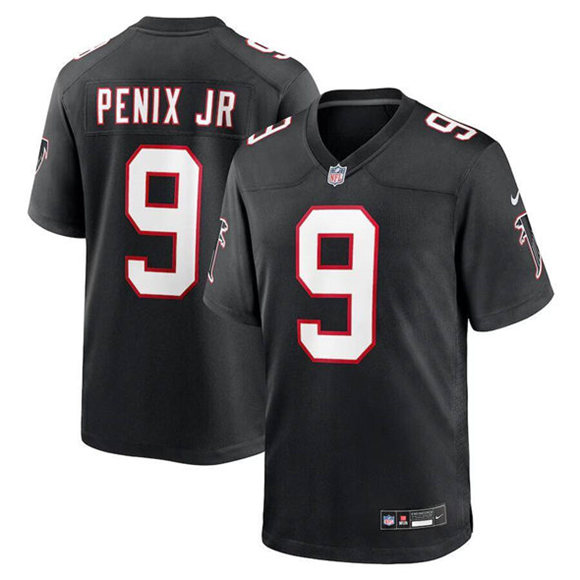 Men's Atlanta Falcons #9 Michael Penix Jr. Black Alternate Stitched Game Jersey Men's Atlanta Falcons #9 Michael Penix Jr. Black Alternate Stitched Game Jersey