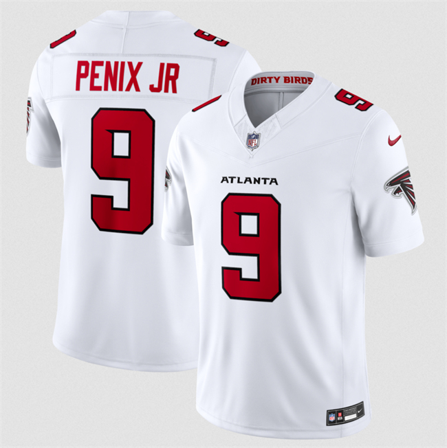 Men's Atlanta Falcons #9 Michael Penix Jr. White 2026 New F.U.S.E. Vapor Untouchable Limited Stitched Football Jersey Men's Atlanta Falcons #9 Michael Penix Jr. White 2026 New F.U.S.E. Vapor Untouchable Limited Stitched Football Jersey