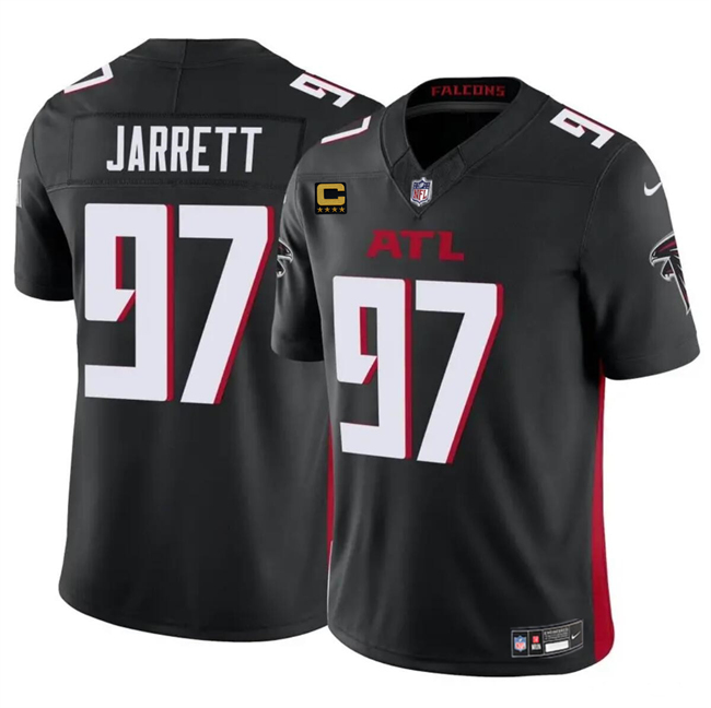 Men's Atlanta Falcons #97 Grady Jarrett Black 2024 F.U.S.E With 4-Star C Patch Vapor Untouchable Limited Stitched Football Jersey Men's Atlanta Falcons #97 Grady Jarrett Black 2024 F.U.S.E With 4-Star C Patch Vapor Untouchable Limited Stitched Football Jersey