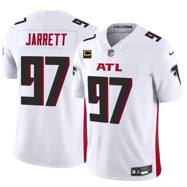 Men's Atlanta Falcons #97 Grady Jarrett White 2024 F.U.S.E With 4-Star C Patch Vapor Untouchable Limited Stitched Football Jersey Men's Atlanta Falcons #97 Grady Jarrett White 2024 F.U.S.E With 4-Star C Patch Vapor Untouchable Limited Stitched Football Jersey