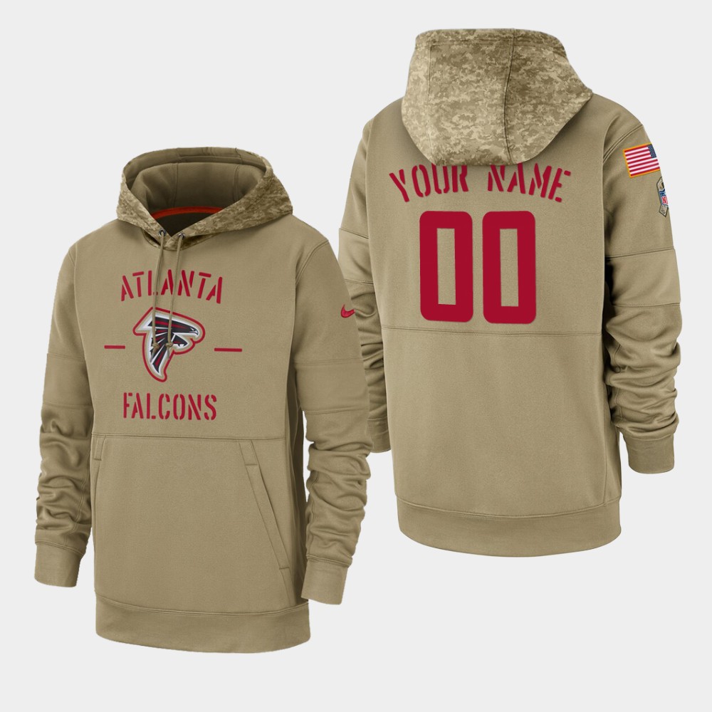 Men's Atlanta Falcons Custom 2019 Salute to Service Sideline Therma Pullover Hoodie - Tan Men's Atlanta Falcons Custom 2019 Salute to Service Sideline Therma Pullover Hoodie - Tan