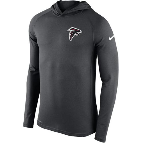 Men's Atlanta Falcons Nike Charcoal Stadium Touch Hooded Performance Long Sleeve T-Shirt Men's Atlanta Falcons Nike Charcoal Stadium Touch Hooded Performance Long Sleeve T-Shirt