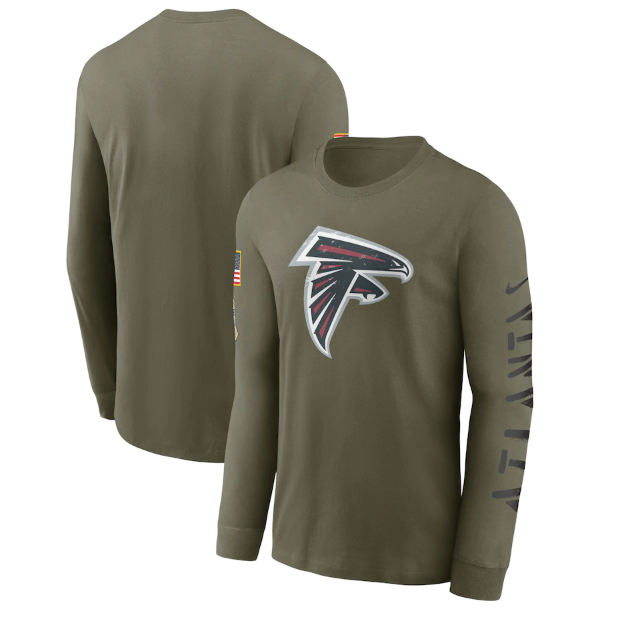 Men's Atlanta Falcons Olive 2022 Salute To Service Long Sleeve T-Shirt