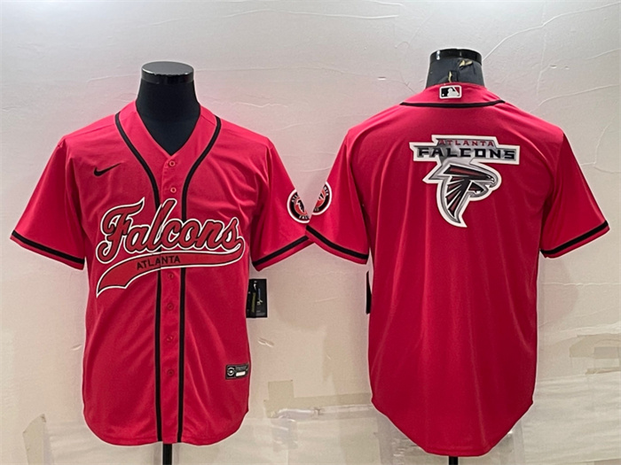 Men's Atlanta Falcons Red Team Big Logo With Patch Cool Base Stitched Baseball Jersey Men's Atlanta Falcons Red Team Big Logo With Patch Cool Base Stitched Baseball Jersey