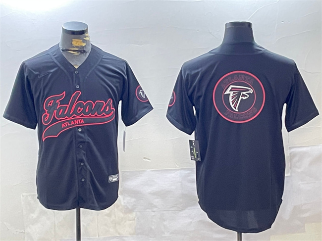 Men's Atlanta Falcons Team Big Logo Black With Patch Cool Base Stitched Baseball Jersey 1 Men's Atlanta Falcons Team Big Logo Black With Patch Cool Base Stitched Baseball Jersey 1