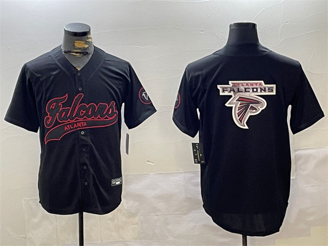 Men's Atlanta Falcons Team Big Logo Black With Patch Cool Base Stitched Baseball Jersey1 Men's Atlanta Falcons Team Big Logo Black With Patch Cool Base Stitched Baseball Jersey1