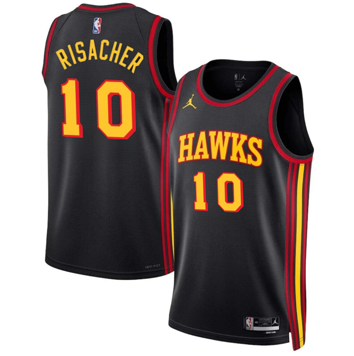 Men's Atlanta Hawks #10 Zaccharie Risacher Black 2024 Draft Statement Edition Stitched Jersey Men's Atlanta Hawks #10 Zaccharie Risacher Black 2024 Draft Statement Edition Stitched Jersey