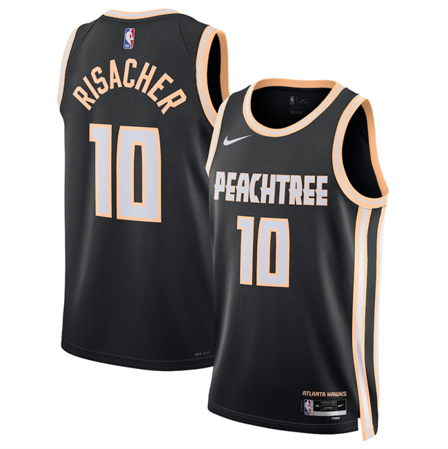 Men's Atlanta Hawks #10 Zaccharie Risacher Black 2025 26 City Edition Stitched Jersey Men's Atlanta Hawks #10 Zaccharie Risacher Black 2025 26 City Edition Stitched Jersey