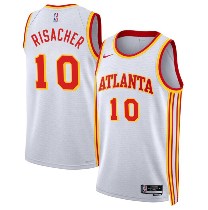 Men's Atlanta Hawks #10 Zaccharie Risacher White 2024 Draft Association Edition Stitched Jersey Men's Atlanta Hawks #10 Zaccharie Risacher White 2024 Draft Association Edition Stitched Jersey