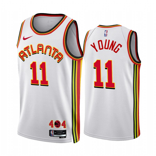 Men's Atlanta Hawks #11 Trae Young 2022 23 White Association Edition Stitched Jersey Men's Atlanta Hawks #11 Trae Young 2022 23 White Association Edition Stitched Jersey