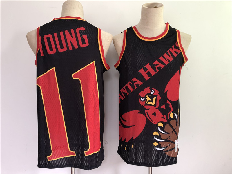 Men's Atlanta Hawks #11 Trae Young Black Big Face Mitchell Ness Hardwood Classics Soul Swingman Throwback Jersey Men's Atlanta Hawks #11 Trae Young Black Big Face Mitchell Ness Hardwood Classics Soul Swingman Throwback Jersey