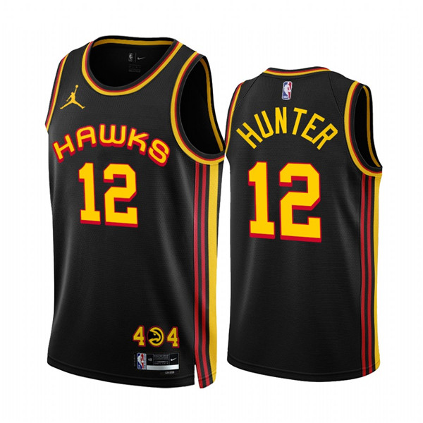 Men's Atlanta Hawks #12 De'Andre Hunter 2022 23 Black Statement Edition Stitched Jersey Men's Atlanta Hawks #12 De'Andre Hunter 2022 23 Black Statement Edition Stitched Jersey