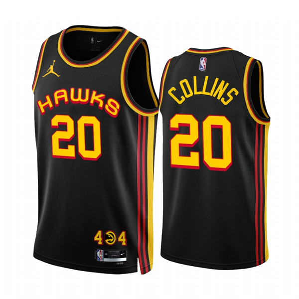 Men's Atlanta Hawks #20 John Collins 2022 23 Black Statement Edition Stitched Jersey Men's Atlanta Hawks #20 John Collins 2022 23 Black Statement Edition Stitched Jersey