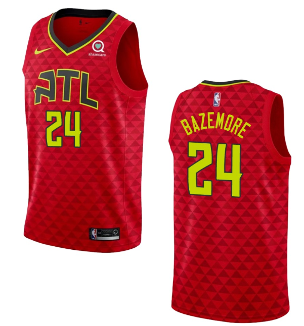 Men's Atlanta Hawks #24 Kent Bazemore Red Statement Edition Stitched Jersey Men's Atlanta Hawks #24 Kent Bazemore Red Statement Edition Stitched Jersey