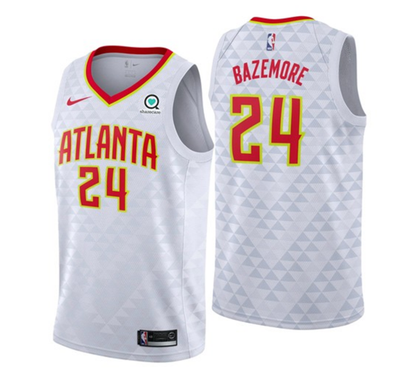 Men's Atlanta Hawks #24 Kent Bazemore White Association Edition Stitched Jersey Men's Atlanta Hawks #24 Kent Bazemore White Association Edition Stitched Jersey