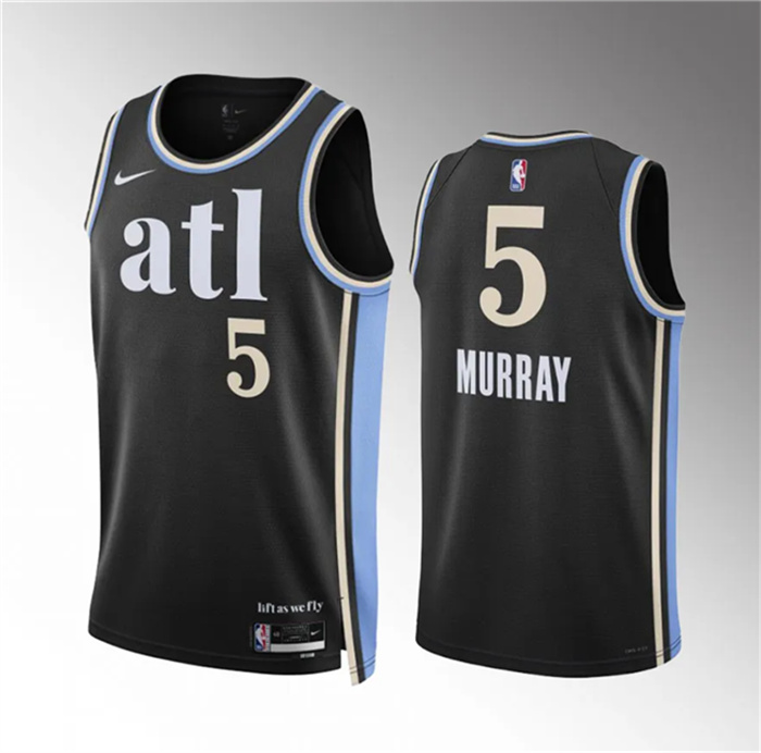 Men's Atlanta Hawks #5 Dejounte Murray 2023 24 Black City Edition Stitched Basketball Jersey Men's Atlanta Hawks #5 Dejounte Murray 2023 24 Black City Edition Stitched Basketball Jersey