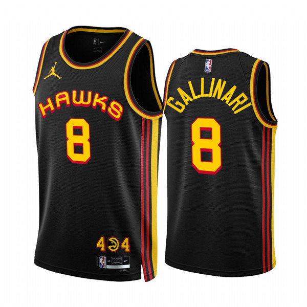 Men's Atlanta Hawks #8 Danilo Gallinari 2022 23 Black Statement Edition Stitched Jersey Men's Atlanta Hawks #8 Danilo Gallinari 2022 23 Black Statement Edition Stitched Jersey