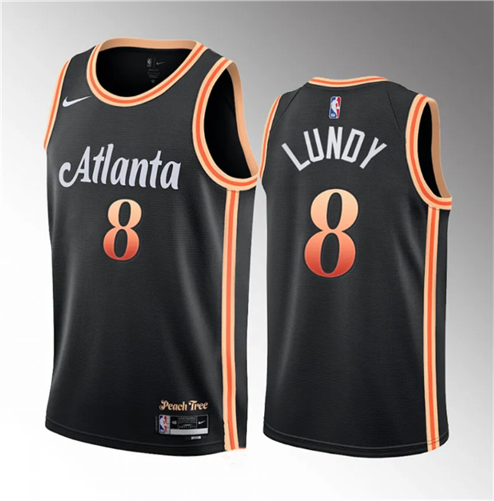 Men's Atlanta Hawks #8 Seth Lundy Black 2023 Draft City Edition Stitched Jersey Men's Atlanta Hawks #8 Seth Lundy Black 2023 Draft City Edition Stitched Jersey