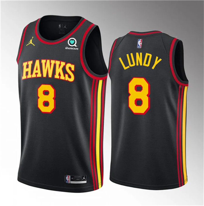 Men's Atlanta Hawks #8 Seth Lundy Black 2023 Draft Statement Edition Stitched Jersey Men's Atlanta Hawks #8 Seth Lundy Black 2023 Draft Statement Edition Stitched Jersey