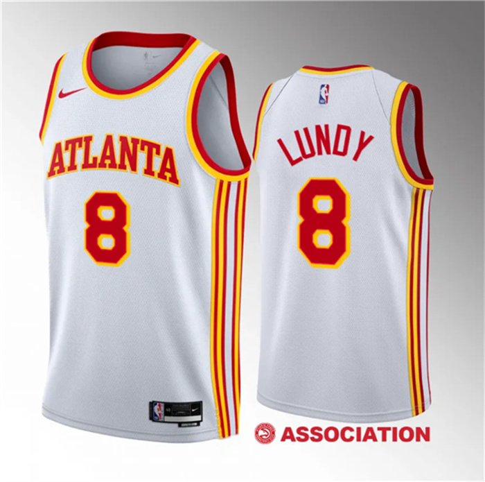 Men's Atlanta Hawks #8 Seth Lundy White 2023 Draft Association Edition Stitched Jersey Men's Atlanta Hawks #8 Seth Lundy White 2023 Draft Association Edition Stitched Jersey