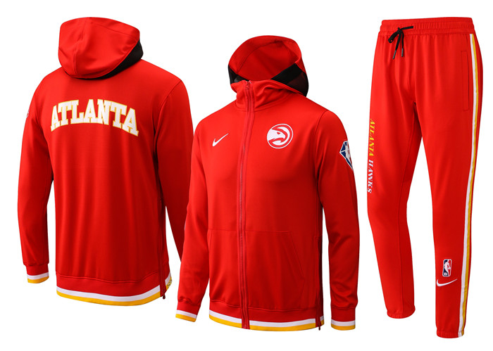 Men's Atlanta Hawks 75th Anniversary Red Performance Showtime Full-Zip Hoodie Jacket And Pants Suit Men's Atlanta Hawks 75th Anniversary Red Performance Showtime Full-Zip Hoodie Jacket And Pants Suit