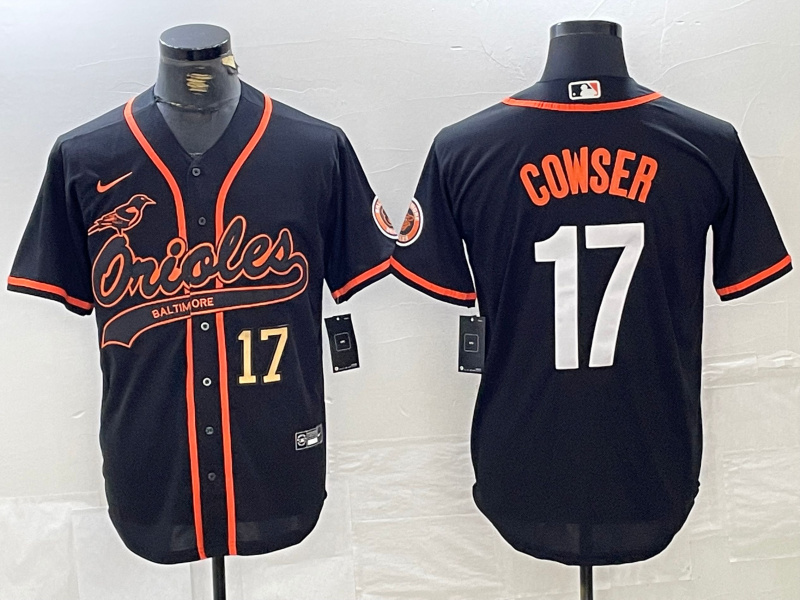 Men's Baltimore Orioles #17 Colton Cowser Black 2023 City Connect Cool Base Stitched Baseball Jersey 4 Men's Baltimore Orioles #17 Colton Cowser Black 2023 City Connect Cool Base Stitched Baseball Jersey 4