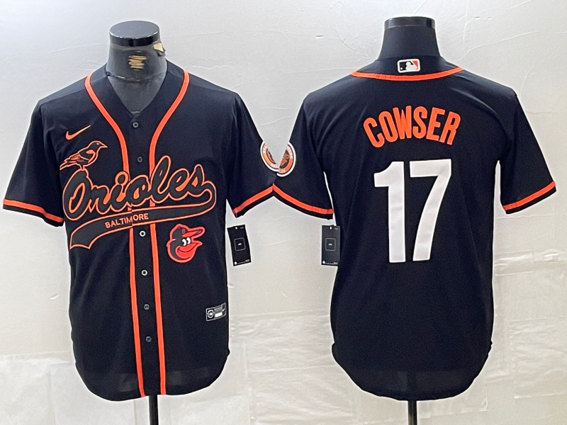 Men's Baltimore Orioles #17 Colton Cowser Black 2023 City Connect Cool Base Stitched Baseball Jersey 5 Men's Baltimore Orioles #17 Colton Cowser Black 2023 City Connect Cool Base Stitched Baseball Jersey 5