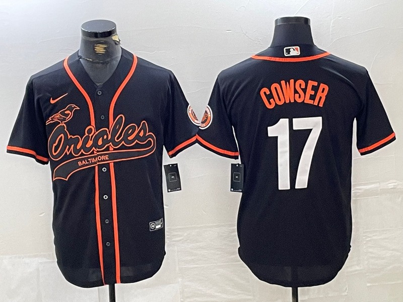 Men's Baltimore Orioles #17 Colton Cowser Black 2023 City Connect Cool Base Stitched Baseball Jersey 6 Men's Baltimore Orioles #17 Colton Cowser Black 2023 City Connect Cool Base Stitched Baseball Jersey 6
