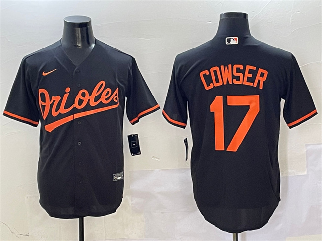 Men's Baltimore Orioles #17 Colton Cowser Black Cool Base Stitched Jersey Men's Baltimore Orioles #17 Colton Cowser Black Cool Base Stitched Jersey