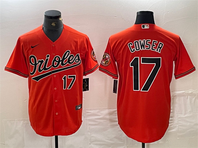 Men's Baltimore Orioles #17 Colton Cowser Orange Cool Base Stitched Jersey1 Men's Baltimore Orioles #17 Colton Cowser Orange Cool Base Stitched Jersey1