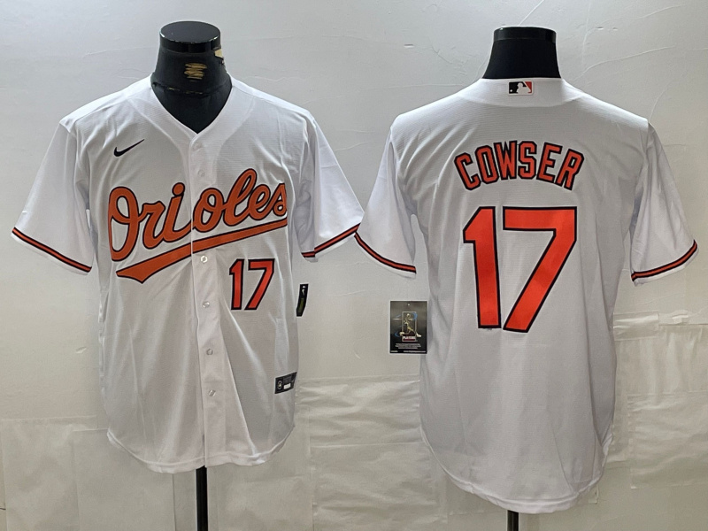 Men's Baltimore Orioles #17 Cowser White 2024 Home Limited Cool Base Stitched Baseball Jersey 1 Men's Baltimore Orioles #17 Cowser White 2024 Home Limited Cool Base Stitched Baseball Jersey 1