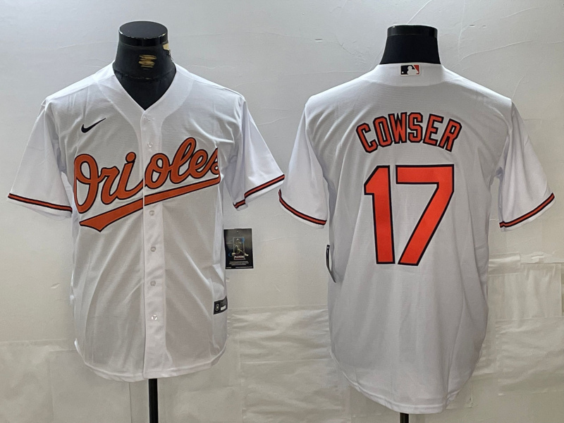 Men's Baltimore Orioles #17 Cowser White 2024 Home Limited Cool Base Stitched Baseball Jersey Men's Baltimore Orioles #17 Cowser White 2024 Home Limited Cool Base Stitched Baseball Jersey